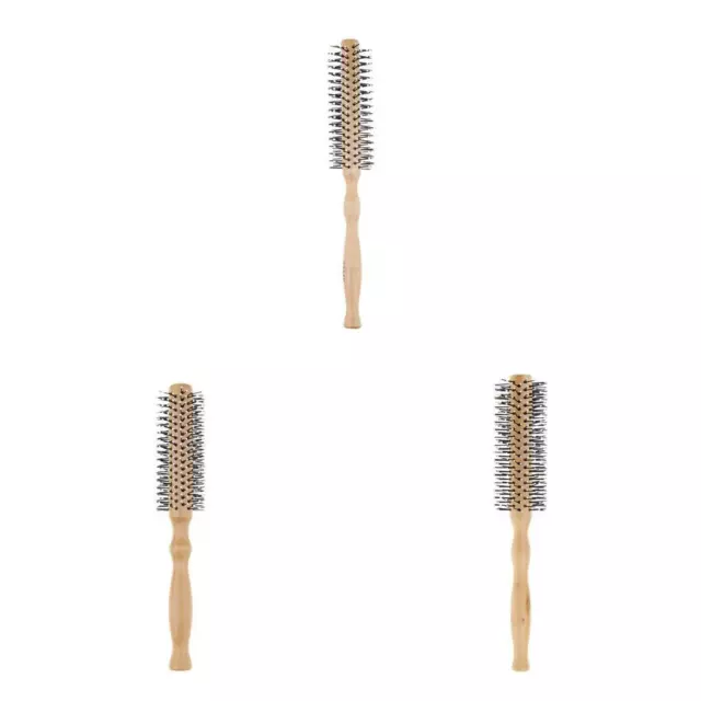 Hair Dressing Brush Wooden Handle Round Comb Barber Salon Brush For Styling