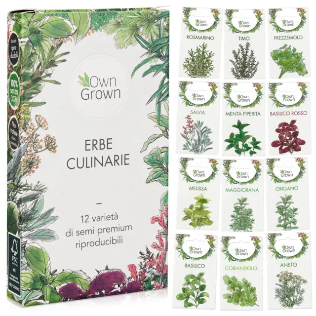 Owngrown - Set Di Semi Di Erbe Semi Da Piantare - 12 Erbe Per Giardino E Cucina