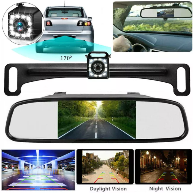 4.3" Car Mirror Monitor Rear View Backup Camera Reverse Parking Kit Night Vision