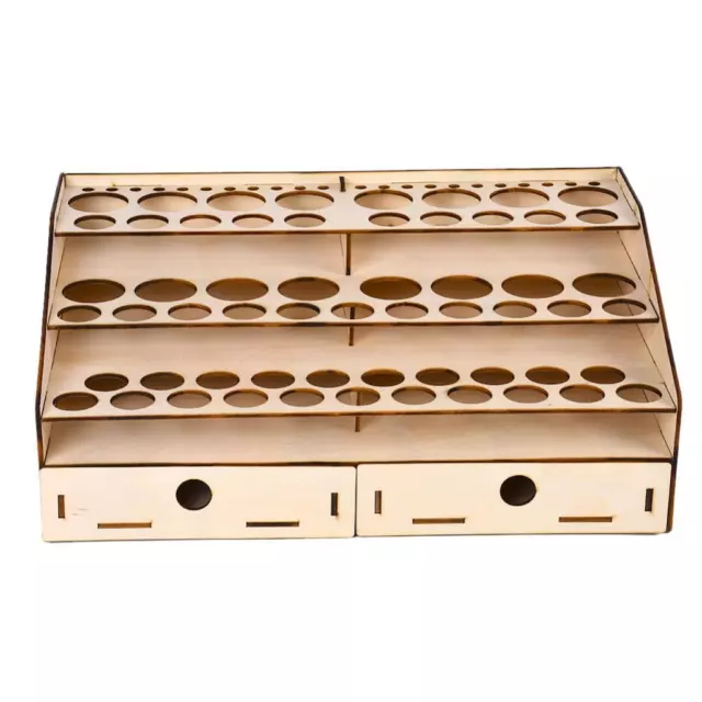 4-Layers Wooden Paint Rack Stand with 58 Holes for Storing,