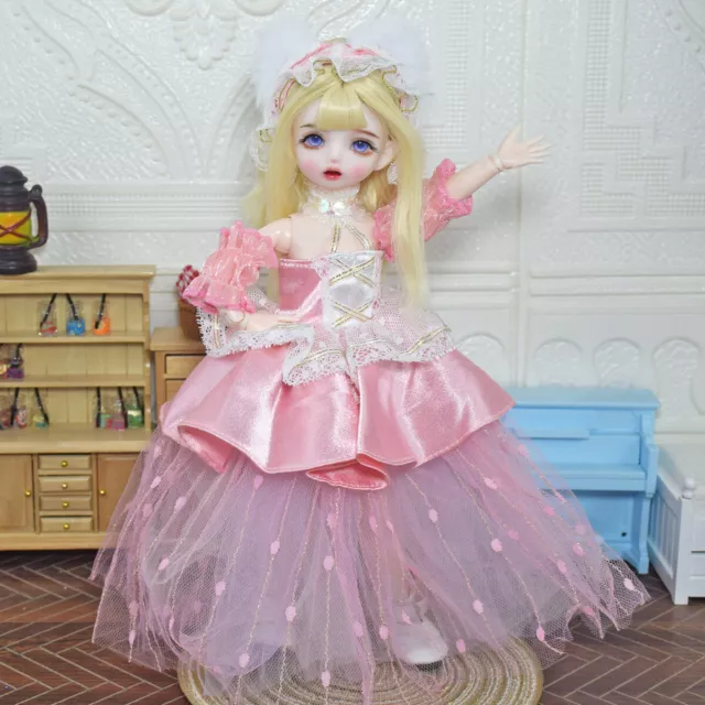 1/6 Ball Jointed BJD Doll Cute 30cm Girl Dolls with Pretty Pink Dress Clothes