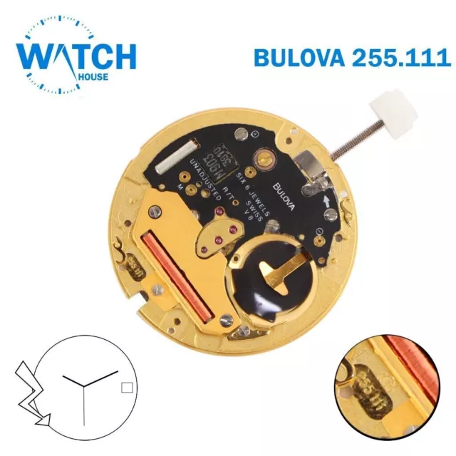 ETA 255.111 (Bulova-Finish), Schweizer Quarzwerk, weiße Scheibe bei 3, 3...