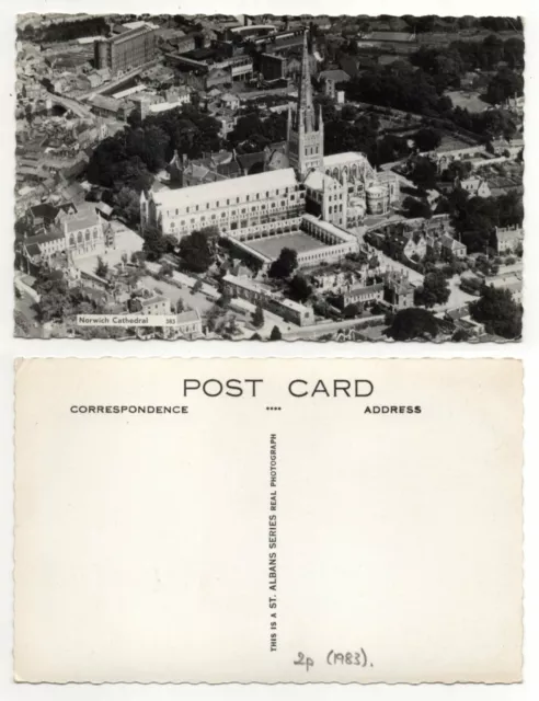 Norwich Cathedral From The Air RP Postcard St Albans Series