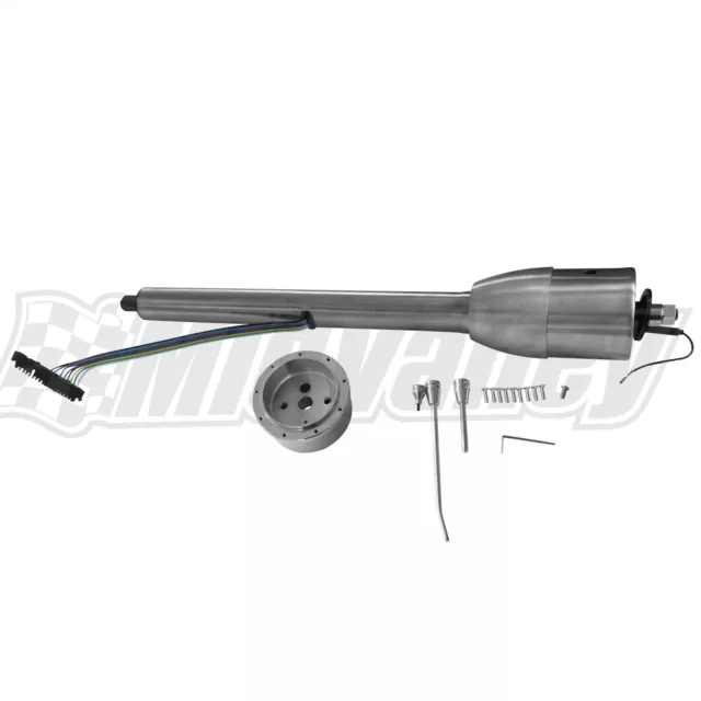 28" Universal Tilt Manual Raw Steering Column w/ Wheel Adapter Manual Trans