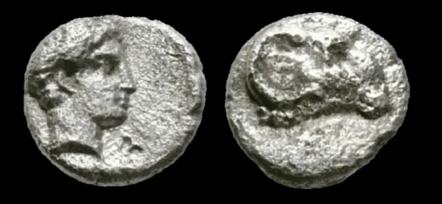 Troas, Kebren, c. 4th century BC. AR Tetartemorion   7.78mm/0.48 g.