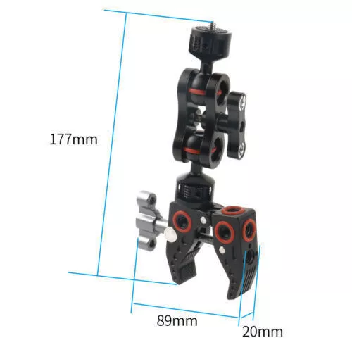 BGNing Camera Clamp Crab Claw Dual Ball Head Mount Magic Arm 1/4 3/8 Adapter 3