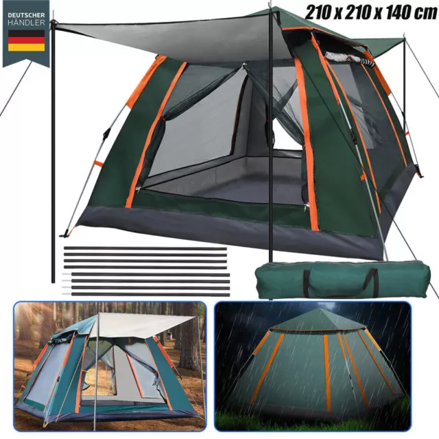 Camping Zelt Automatik Pop up Zelt 3-4 Personen Familie Kuppelzelt Winddicht DHL