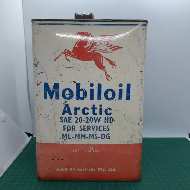 Vintage Original Mobiloil Arctic One Gallon Oil Tin