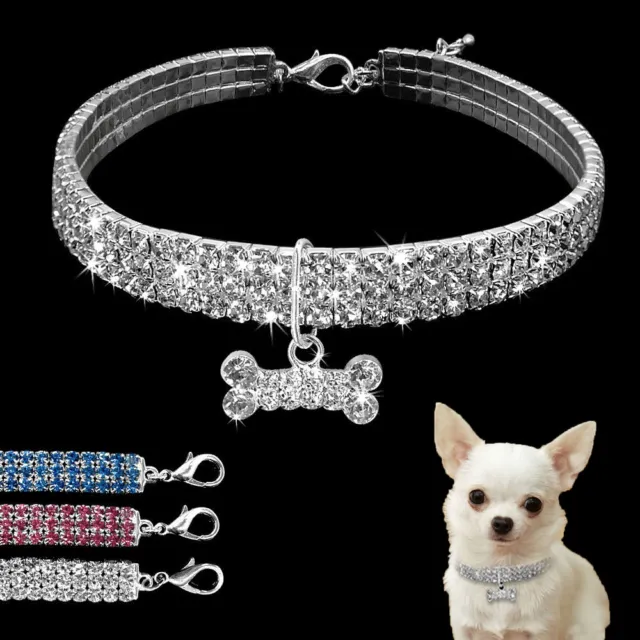Bling Rhinestone Dog Necklace Collar Diamante Pendant for Pet Puppy Chihuahua