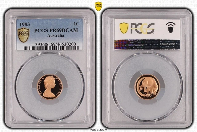 1983 Australia 1C Coin PCGS PR69DCAM - Gold Shield
