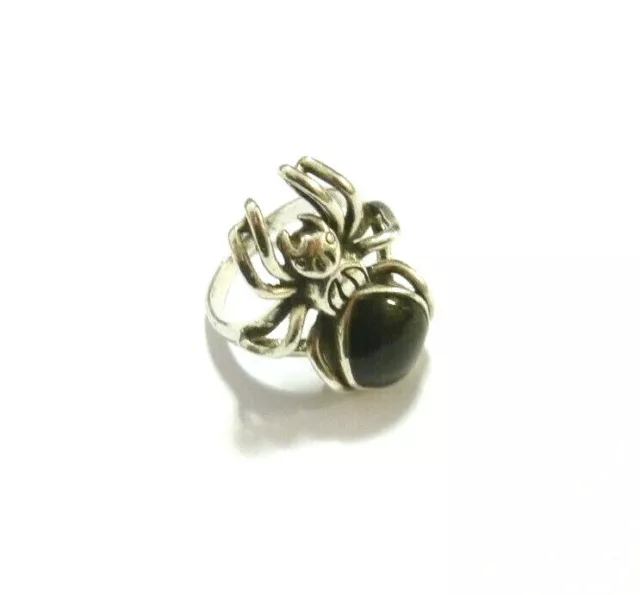 Ausgefallener Silberring Spinne Onyx 925er Sterling Silber Ring Gr. 55