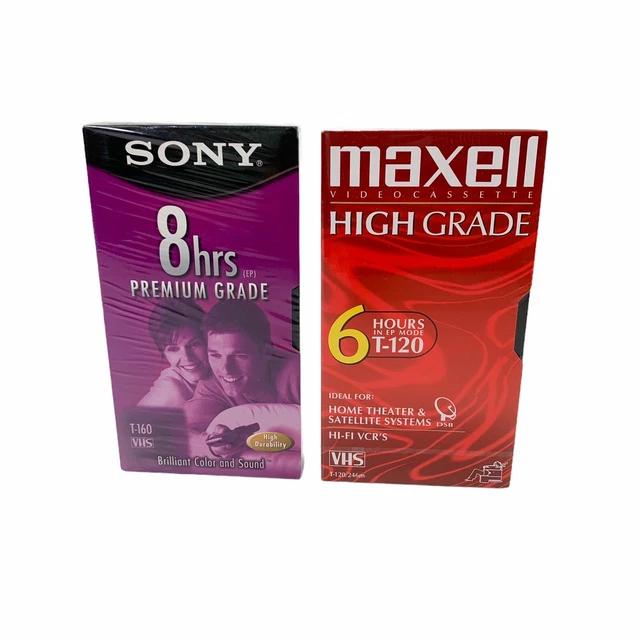 Lot Of 2 Sony & Maxell VHS Video Cassette 6 & 8 Hour Blank Tapes Sealed- NEW