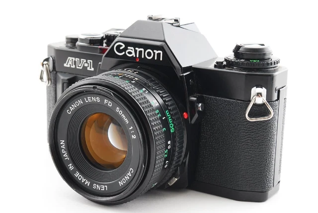 Canon AV-1 35mm Film Camera + New FD 50mm f/2 Lens Set  w/Strap Used Japan