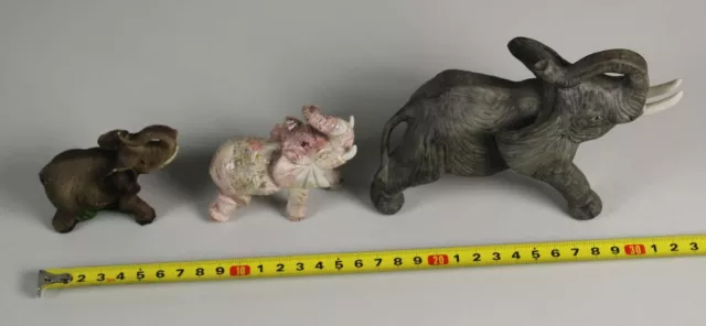 B5/ 3 ältere kleine Figuren - Elefanten aus versch. Materialien - bis ca. 12 cm. 2