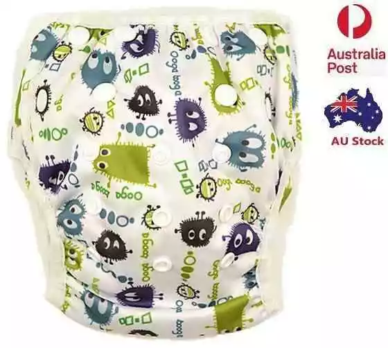 Print Reusable Swim Nappy Boy Toddler Cover Diaper Pants Nappies Swimmers (S65)