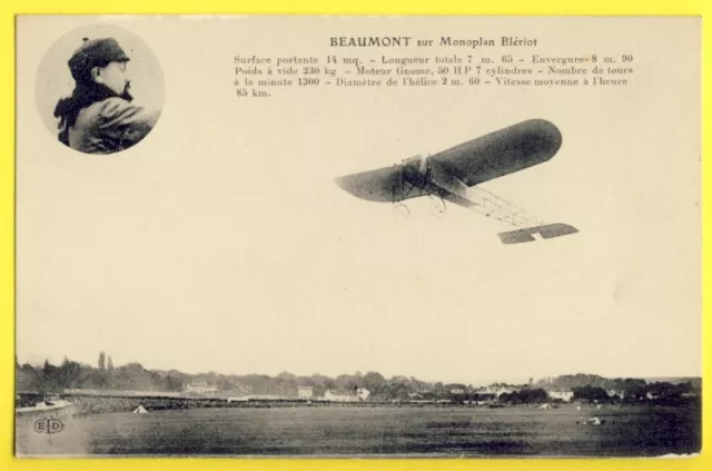 cpa AVIATION L'AVIATEUR André BEAUMONT de LODEVE sur MONOPLAN BLERIOT