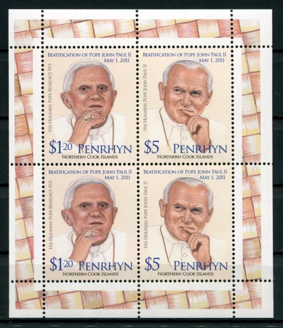 Penrhyn 2012 Papst Johannes Paul II. Pope John Paul II. 668-669 Kleinbogen MNH