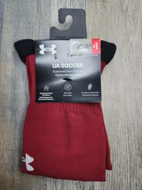 NEW Under Armour UA Soccer Over-The-Calf Socks Youth 13.5K-4.5Y Anti-Odor Maroon