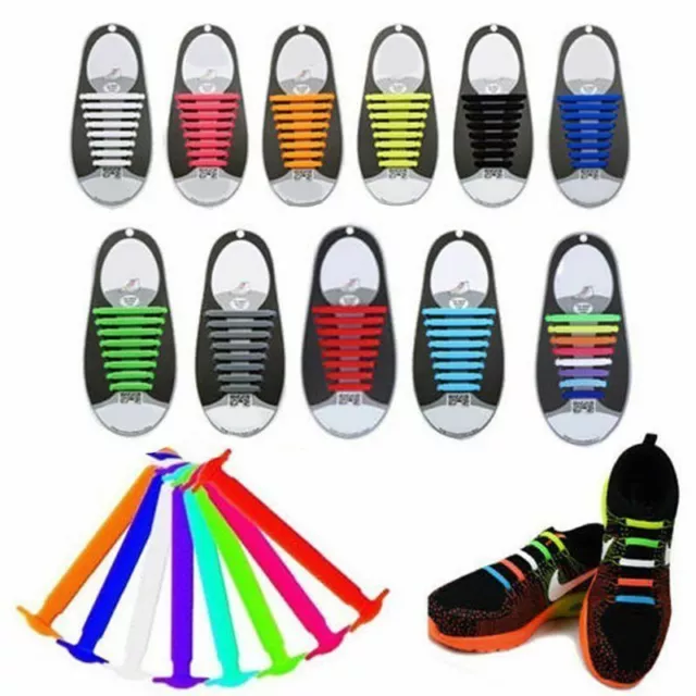 AU Easy Lazy No Tie Elastic Silicone Shoe Laces Cool Guy Sports Shoelaces Unisex