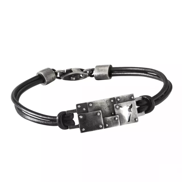 CAI MEN ARGENTO sterling 925 cinturino in pelle nero lunghezza 21 cm uomo  NUOVO cai EUR 149,00 - PicClick IT