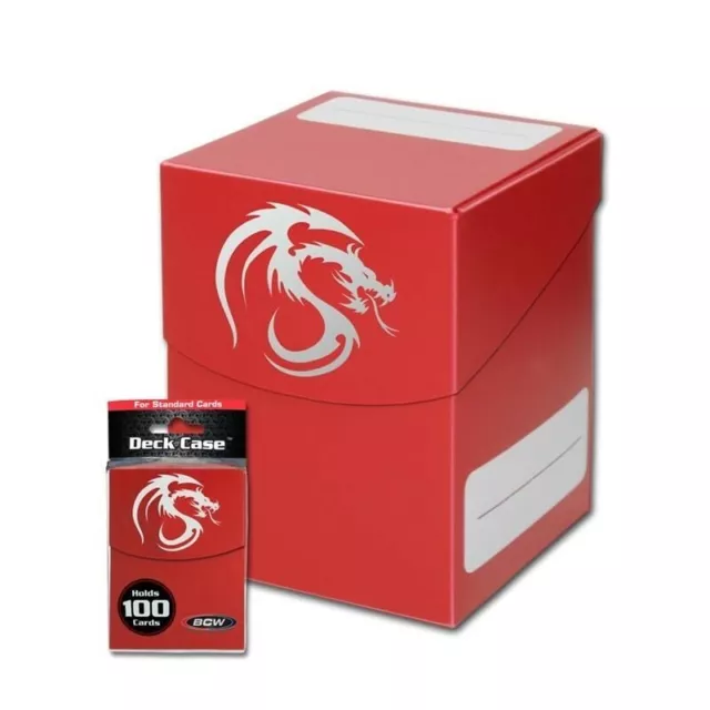 BCW Large Deck Case Gaming Card Pack Holder MTG YuGiOh Storage + 1 Divider Red