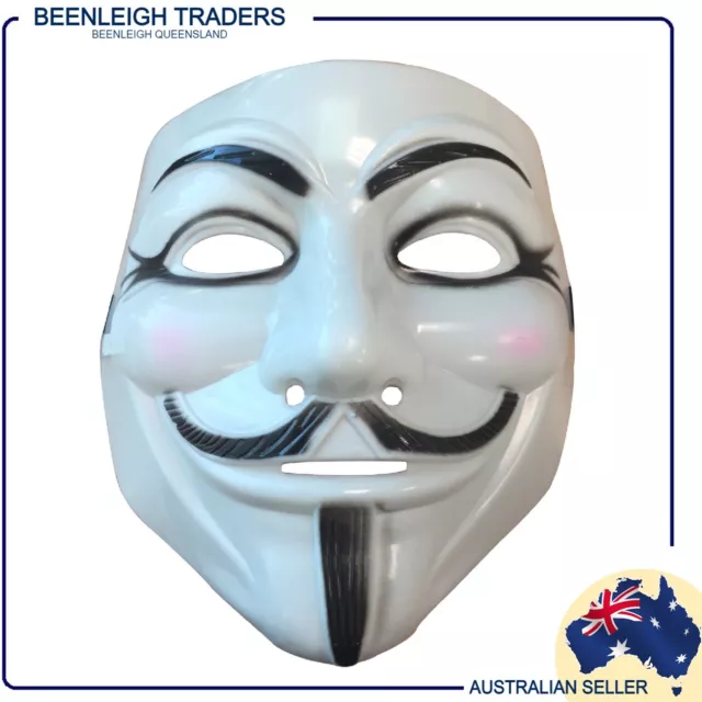 HOODED Anonymous Hacker V for Vendetta Halloween Mask White Chrome Black  Gold