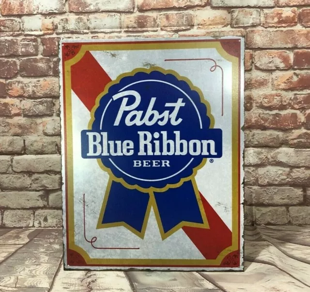 Pabst Blue Ribbon Beer Metal Sign for Man Cave, Garage or Bar - Made in the USA