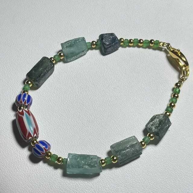 A9160 Afghan Antique old ancient Roman glass beads Beautiful Bracelet