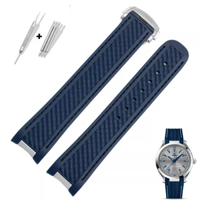 Bracelet Bleu pour Omega Seamaster Aqua Terra 20mm Caoutchouc