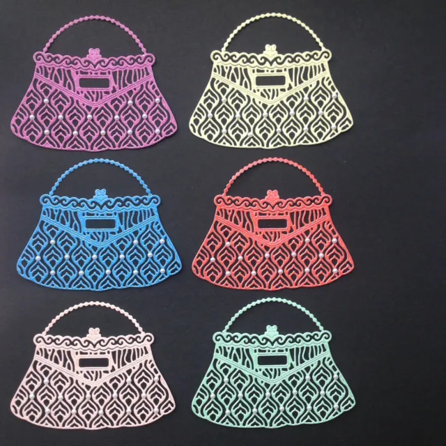 Large Lace Handbag Die Cuts with Gems - Assorted sets of 6 in various colours