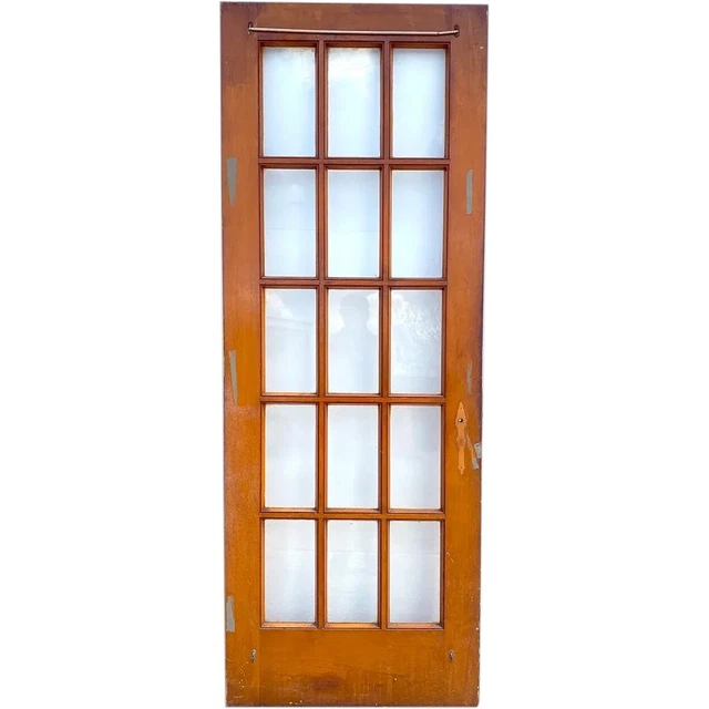 Antique American Pine and Glass Pane Interior Single French Door c. 1908