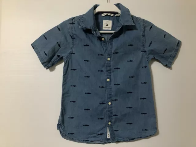 Country Road boys denim blue shark shirt size 8