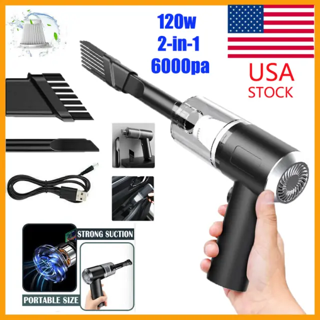 120W/6000Pa 2-in-1 Portable Cordless Handheld Vacuum cleaner for car auto home