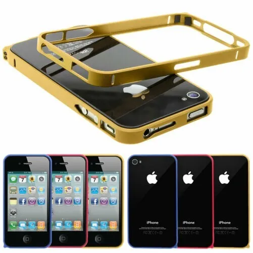 XAiOX Téléphone Portable Housse Bord pour IPHONE 4 Aluminium Coque Pare-Chocs