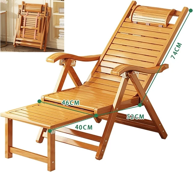 GGK Bambus Schaukelstuhl Klappbar - Schaukelliege Mit Verstellbarer Lehne Für Garten
