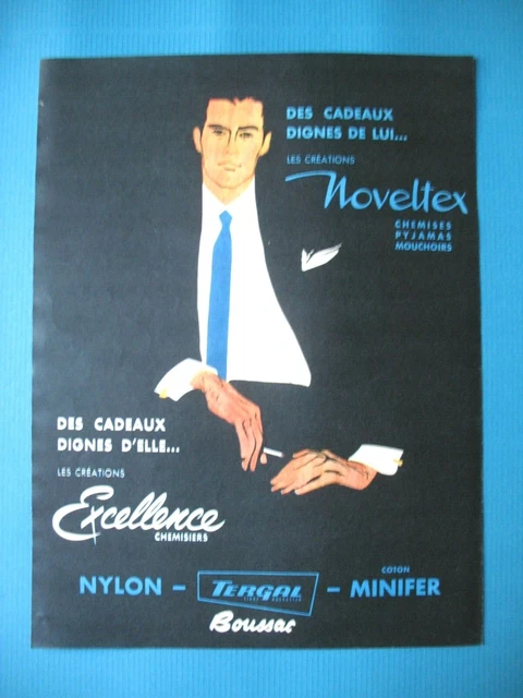 Publicite De Presse Noveltex Chemisiers Excellence Illustration Gruau Ad 1960