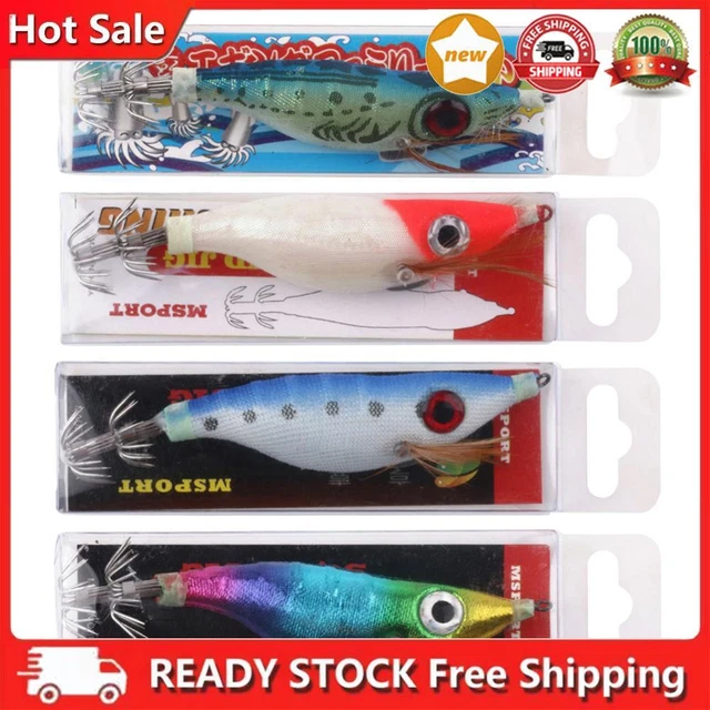 9g Luminous Squid Jigs Artificial Wood Shrimps Cuttlefish for Sea Fishing Hooks