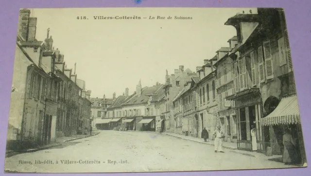 Carte Postale Ancienne Villers-Cotterêts La Rue De Soissons 02 Aisne /B3461