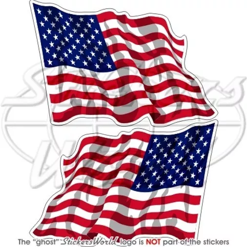 VEREINIGTEN STAATEN AMERIKA Wehende Flagge, USA Fahne Sticker Aufkleber 75mm x2