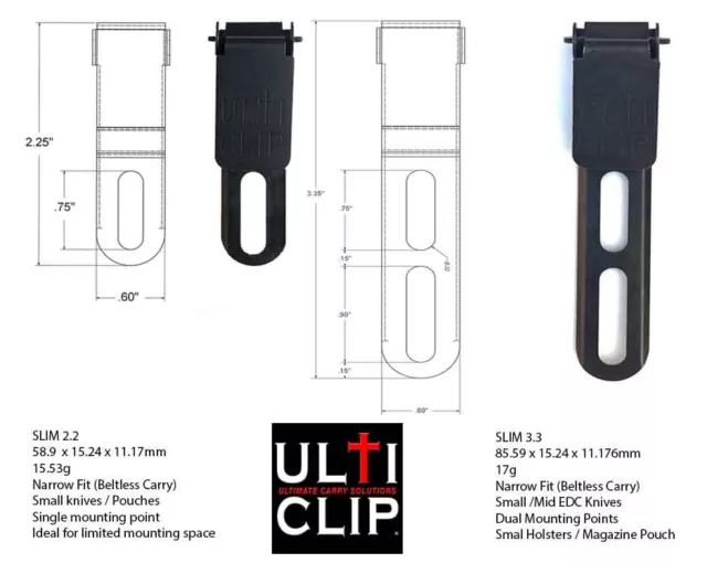 Ulti Clip Knife Kydex Sheath Holster Pocket Carry EDC SLIM Fixed Blade Folding