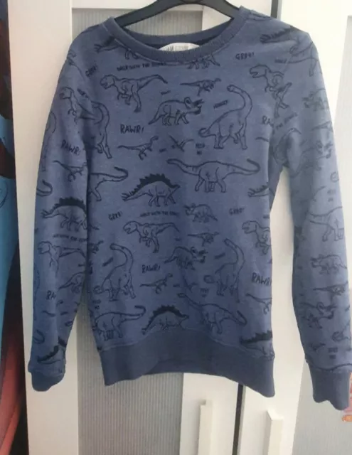 Boys dinosaur Print jumper 8-10 years blue h&m Kids long sleeve pullover Top