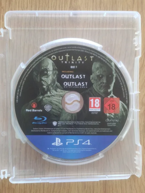 Outlast Trinity - DISC 1 ONLY (Outlast + Whistleblower games)- Playstation 4 PS4