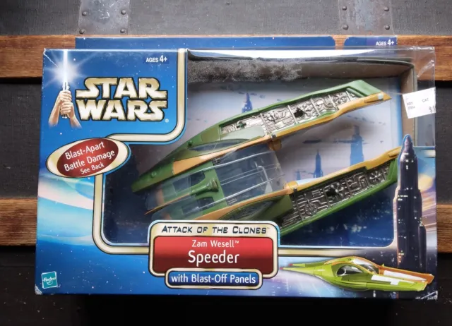 Star Wars Attack of the Clones Zam Wesell Speeder Hasbro Sealed 2002