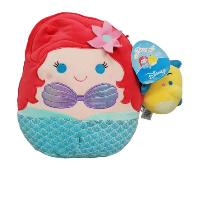 Squishmallow Disney The Little Mermaid Ariel & Flounder 10" NEW With Tags