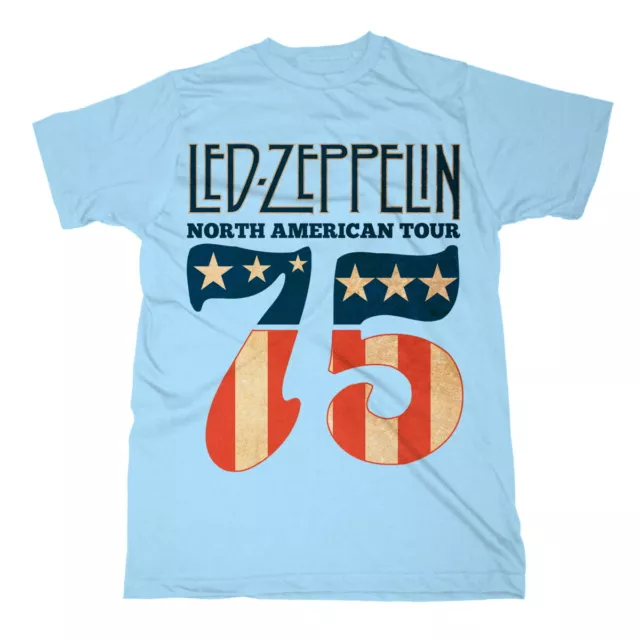 Led Zeppelin '1975 North American Tour' (Bleu) T-Shirt - NOUVEAU ET OFFICIEL!