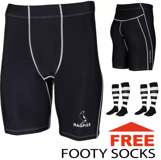 Magpies Compression Tights Football Shorts Mens Youth Skins + Collingwood Socks