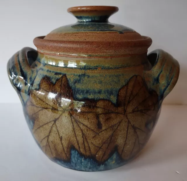 Vintage Perrydale Pottery Large Cookie Jar Maple Leaf With Cover
