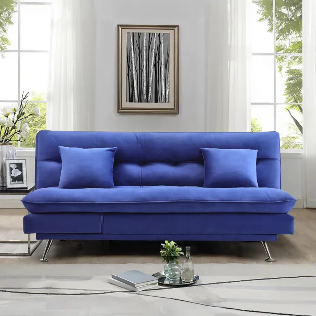 Luxury Velvet Upholstered 3 Seater Sofa Bed Recliner Sleeper Lazy Chaise Lounger