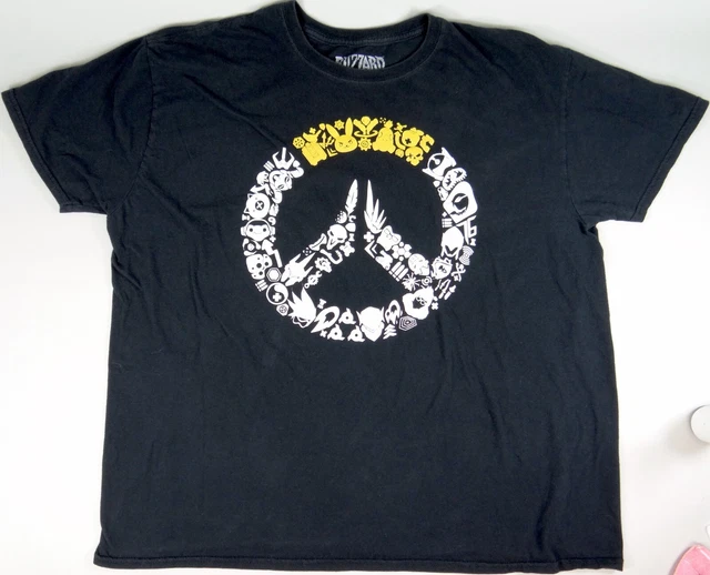Overwatch Video Game T-Shirt Characters Peace Sign 2018 Blizzard ThinkGeek 2XL
