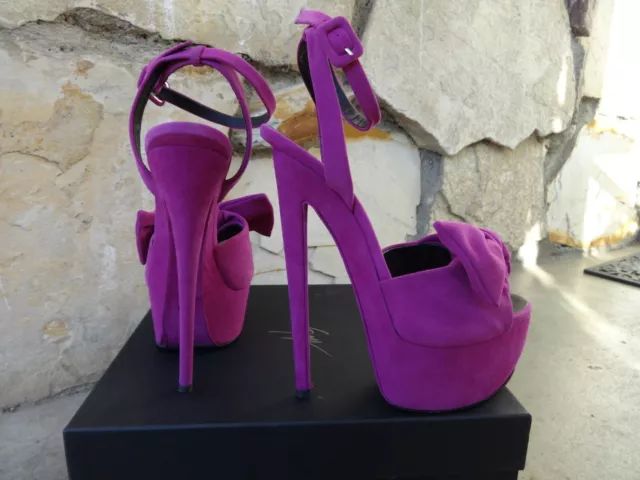 Giuseppe Zanotti Denny115 Skyhigh Ankle Strap Platform Sandal Fuschia Suede 38.5 3